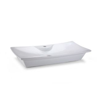 Xylem Rectangular Vitreous China Vessel Sink with Single Hole in White