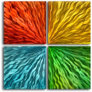 My Art Outlet Four Square Colored Ripples 4 Piece Contemporary
