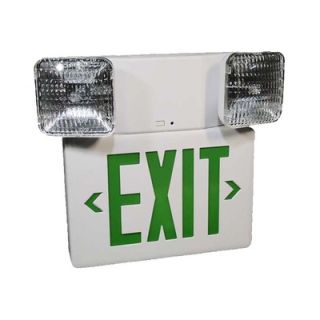 Progress Lighting Emergency Exit Sign in White with Green Letters