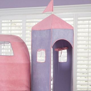 Powell Princess Twin Castle Loft Bed and Slide with Tent and Slide