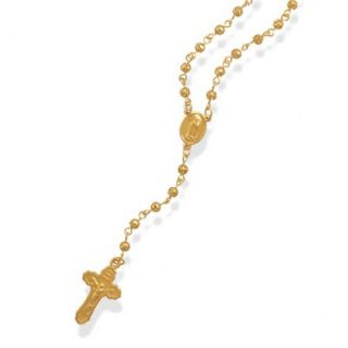 Jewelryweb 24 Inch+4 Inch Extention 14 Karat Gold Plated Rosary