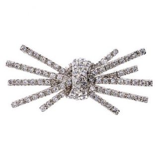 CZ Collections Diamond Sterling Silver Knot Burst Brooch Pin