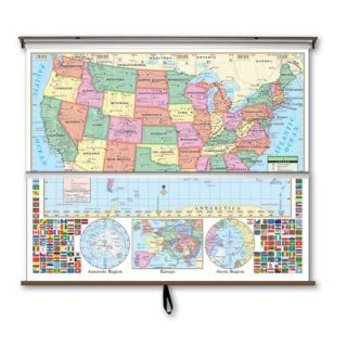 Universal Map Primary Wall Map Combo   U.S. / World   26089 / 24146