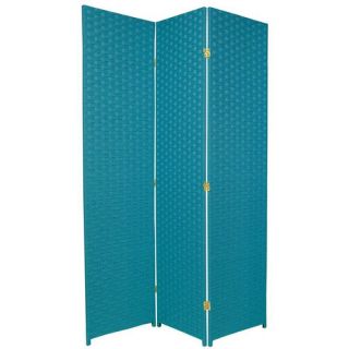 Special Edition Woven Fiber 3 Panel Room Divider in Turquoise Blue
