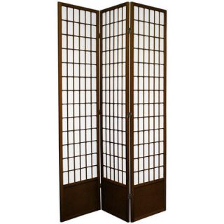 Oriental Furniture 6.5 Feet Tall Window Pane Shoji Screen in Walnut