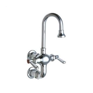 Chicago Faucets Manual Wall Mount Sink Faucet with Gooseneck Spout and
