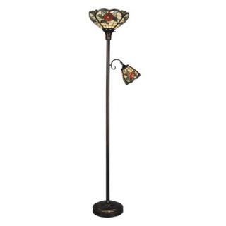 Dale Tiffany Two Light Torchiere with Side Lamp in Antique Golden Sand