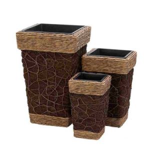 Woodland Imports Square Wicker Planters (Set of 3)