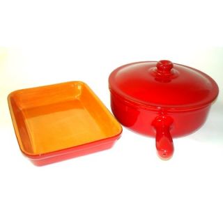 Piral Italian Terracotta Multi Use Pan with Lid and Matching Rectangle
