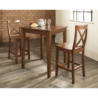 Three Piece Pub Dining Set with Tapered Leg Table and X Back Barstools