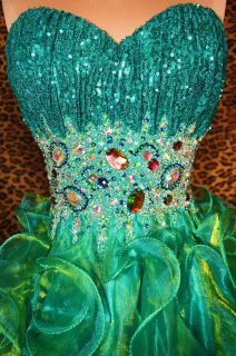 SEA GREEN HIGH LOW PROM HOMECOMING FORMAL EVENING PAGEANT GOWN DRESS M