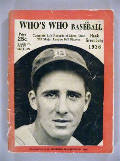Whos Who in Baseball 1936 Hank Greenberg Cover