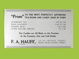 1920 Hauff Tea Candy Shop 137 41 Orange s New Haven Ad