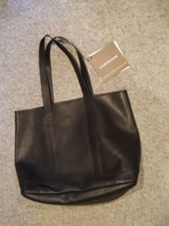 hartman black leather tote carry bag nantucket