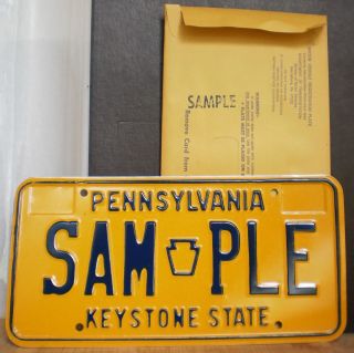 1977 PENNSYLVANIA LICENSE PLATE * SAMPLE NEW OLD STOCK WITH ORIGINAL