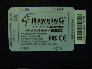 Hawking Technology Blackhawk 4 Port KVM Switch CS154F