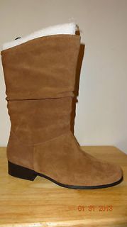 ST. JOHNS BAY Womens Brown Mid Calf, Pull on Fashion Boots   Size 7