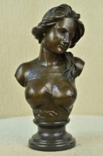 Very Pretty Pure Bronze Female Classical Portrait Bust Sculpture