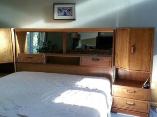  King Size Headboard with Side Cabinets