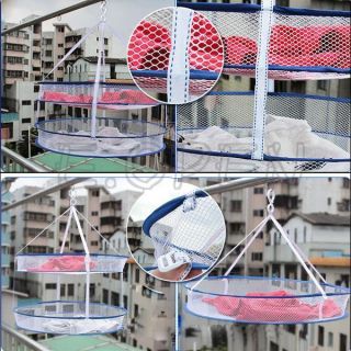  Drying Rack Folding Double Hanging Clothes Laundry Basket Dryer Net