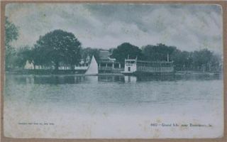 Unused Postcard Grand Isle Near Davenport Iowa River Boat Mississippi