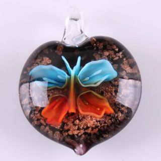 Murano Lampwork Glass Flower Butterfly Pendant Bead 1pc