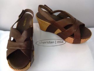 179 Sheridan MIA Womens Resort Hedley Cane Platform Sandal Brwn 10