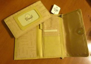 FOSSIL Hanover Yellow Leather Flap Crossbody Handbag & Chbk. Wallet, $