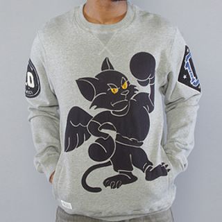  Black Cats Crewneck Sweatshirt in Heather L R G Crooks 10 Deep
