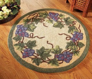 NEW GRAPEVINE VINEYARD SMALL ROUND ACCENT RUG KITCHEN HALL GRAPES