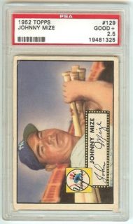1952 Topps Baseball PSA Graded Card Lot 17 Johnny Mize Jensen Fain