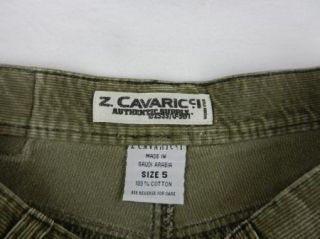 Cavaricci Khaki Green Corduroy 100% Cotton Casual Shorts Womens Sz 3