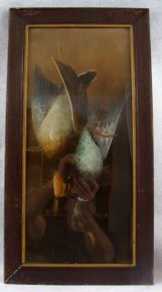 Antique William Henry Chandler Hanging Game Birds Pastel Painting