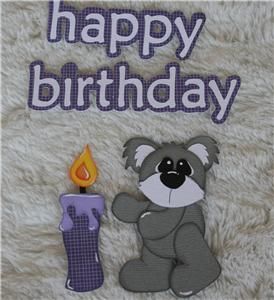 Happy Birthday Koalas Premade Scrapbook Page Mat Set Paper Pieced