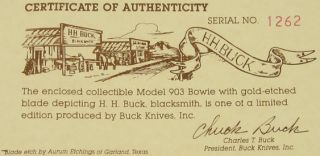 Custom 0439 1500 H H Buck Blacksmith Bowie Knife with Wood Case Model