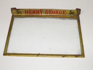 antique henry george 5 cent cigar box glass lid