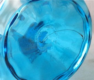 Blue Optic Rib Mary Gregory Art Glass Pitcher Set 3 P