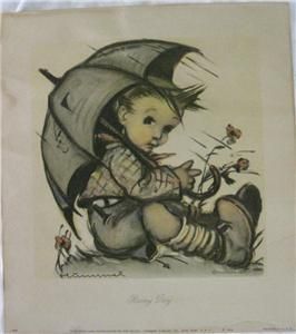 Vintage, B. Hummel, Rainy Day 1944 print