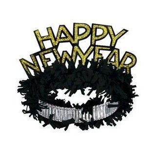 Black and Gold Fringed Happy New Year Tiara Everything