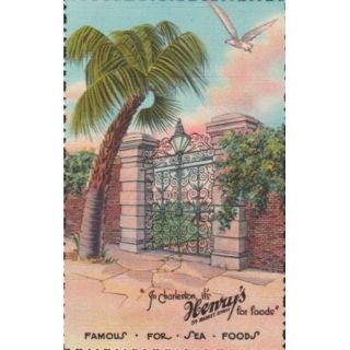 Vintage Advertising Postcard   Henrys Restaurant   Charleston South