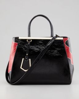 Fendi 2Jours Calfskin Tote Bag, Black/Red   