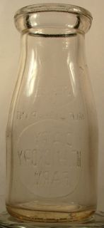 MT Hickory Dairy Farm Half Pint Embossed Milk Bottle