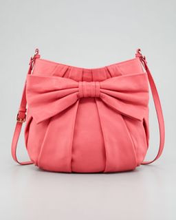Bow Front Calfskin Medium Crossbody Bag, Pink