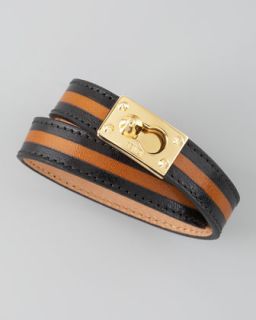 Tory Burch Logo Studded Wrap Bracelet, Gold   Neiman Marcus