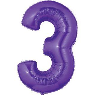 Purple Number 3 Balloon, 40 High Large Number Balloon