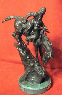 Frederick Remington Mountain Man 13 Bronze Marble Base Indian Horse