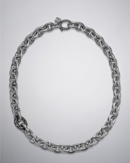 Oval Link Necklace, Pave Diamonds, 17 1/2