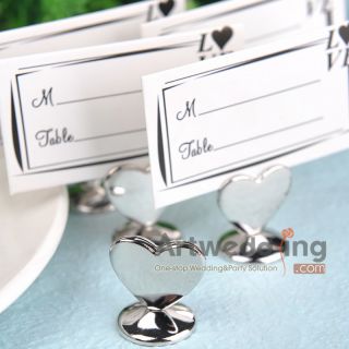 24PCSX Silver Heart Shaped Wedding Place Card Holder Favor