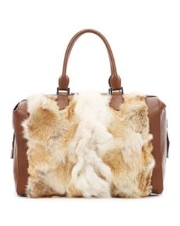 Michael Kors Barrington Large Fur Zipper Satchel Bag   