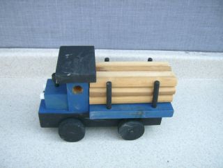 Vintage Hand Made Wood Wooden Toy Log Truck w 12 Logs